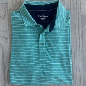 Walter Hagen Performance Polo T-Shirt Light Green White Stripes Men’s Large